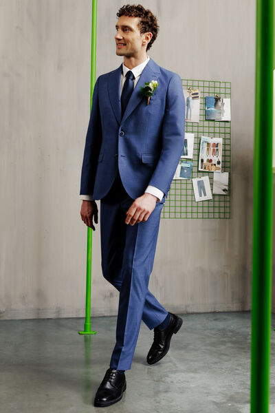 Costume 2 pi&egrave;ces slim 100% laine italienne - Bleu