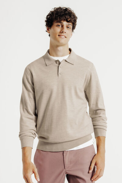 Polo en maille col boutonné mérinos