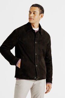 Blouson en cuir col chemise