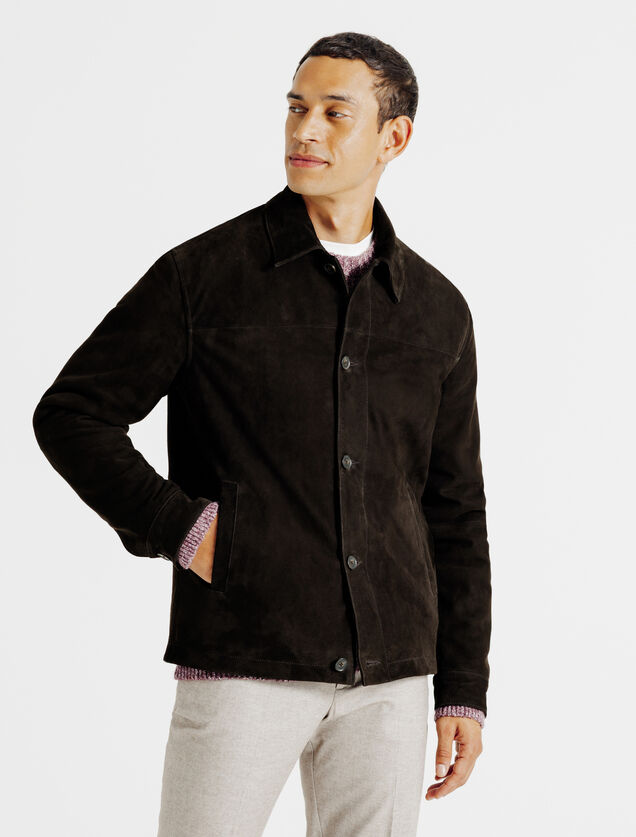 Blouson en cuir col chemise