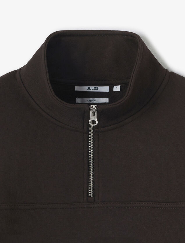 Sweat col montant zipp&eacute; uni
