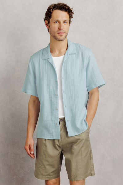Chemisette gaze de coton col requin unie