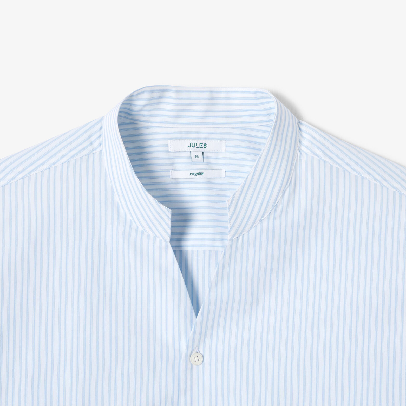 Chemise col mao ouvert en coton regular ray&eacute;e