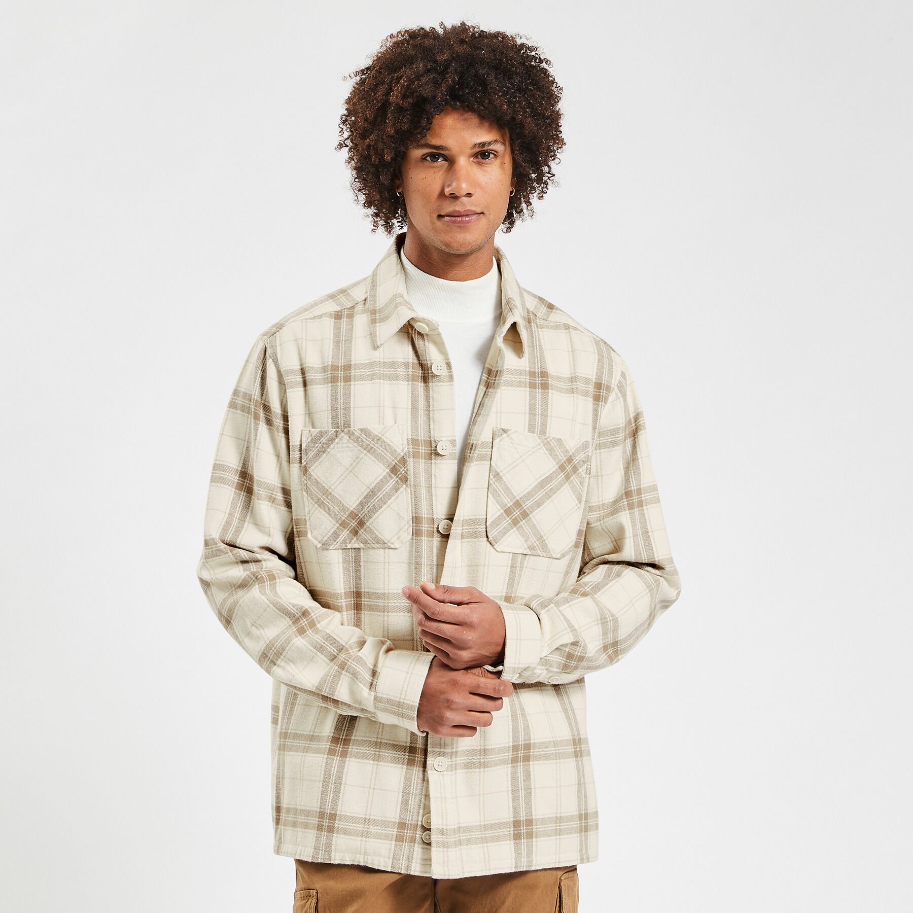 Surchemise beige shop a carreaux