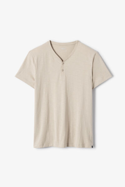 T-shirt met knooplijst in gevlamde stof
