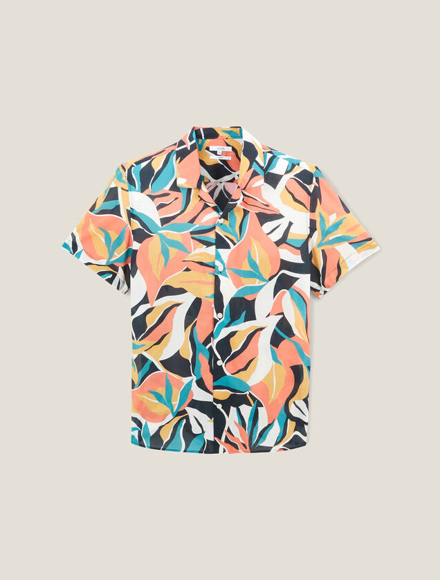Chemisette en viscose col requin motif hawa&iuml;en
