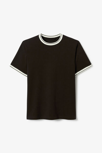 T-shirt met contrasterende hals- en mouwboorden