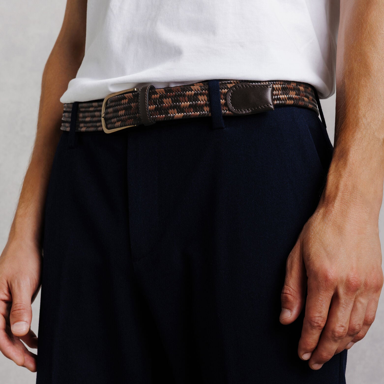Ceinture tress&eacute;e cuir fantaisie
