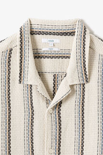 Chemisette en coton jacquard ray&eacute;e