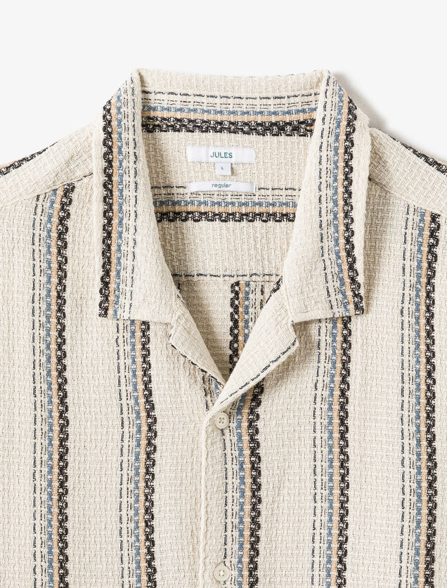 Chemisette en coton jacquard ray&eacute;e