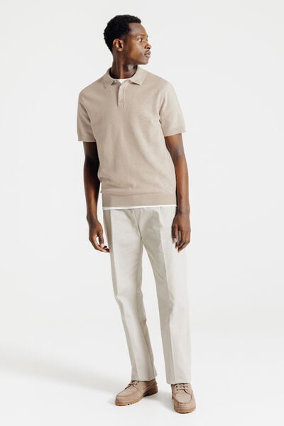 Polo en maille col boutonn&eacute; jeux de points