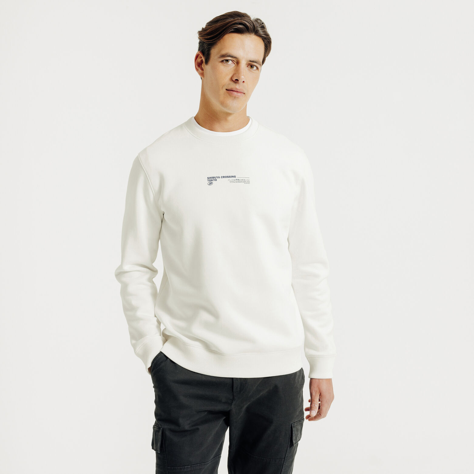 Sweater met ronde hals en print op voor-en achterk