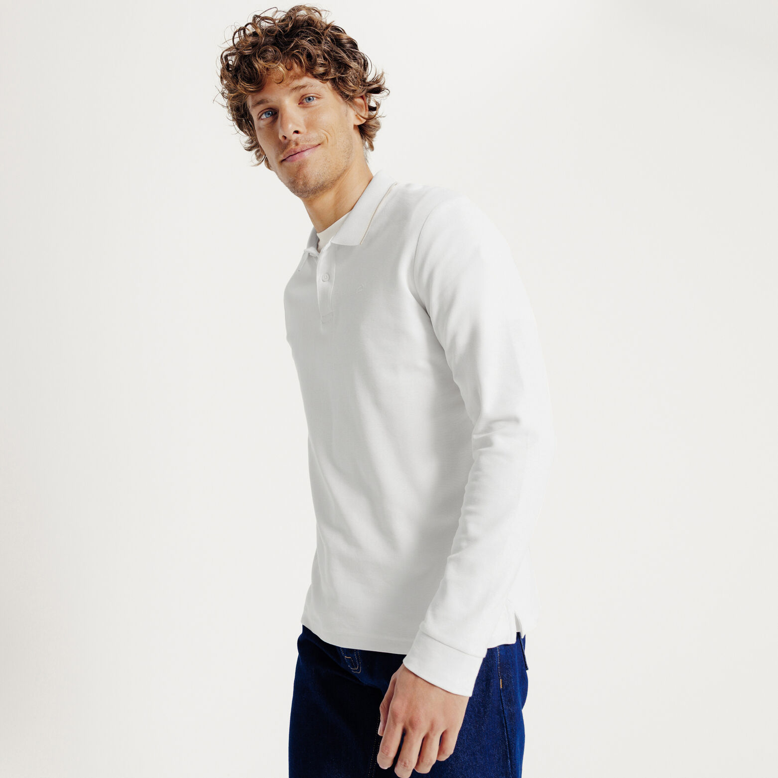 Polo manches longues piqué uni