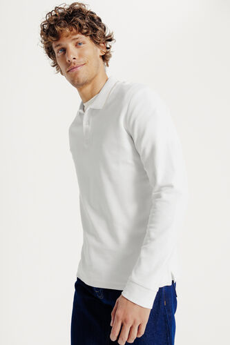 Polo manches longues piqué uni