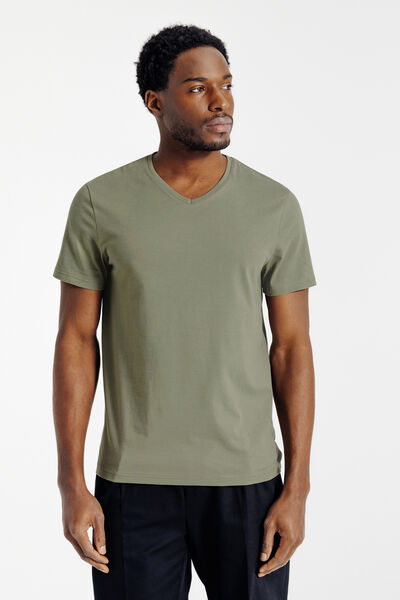 Tee shirt col V en coton