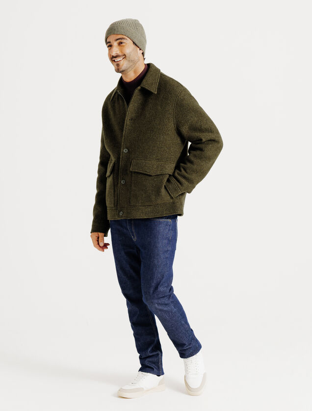 Blouson en laine col chemise