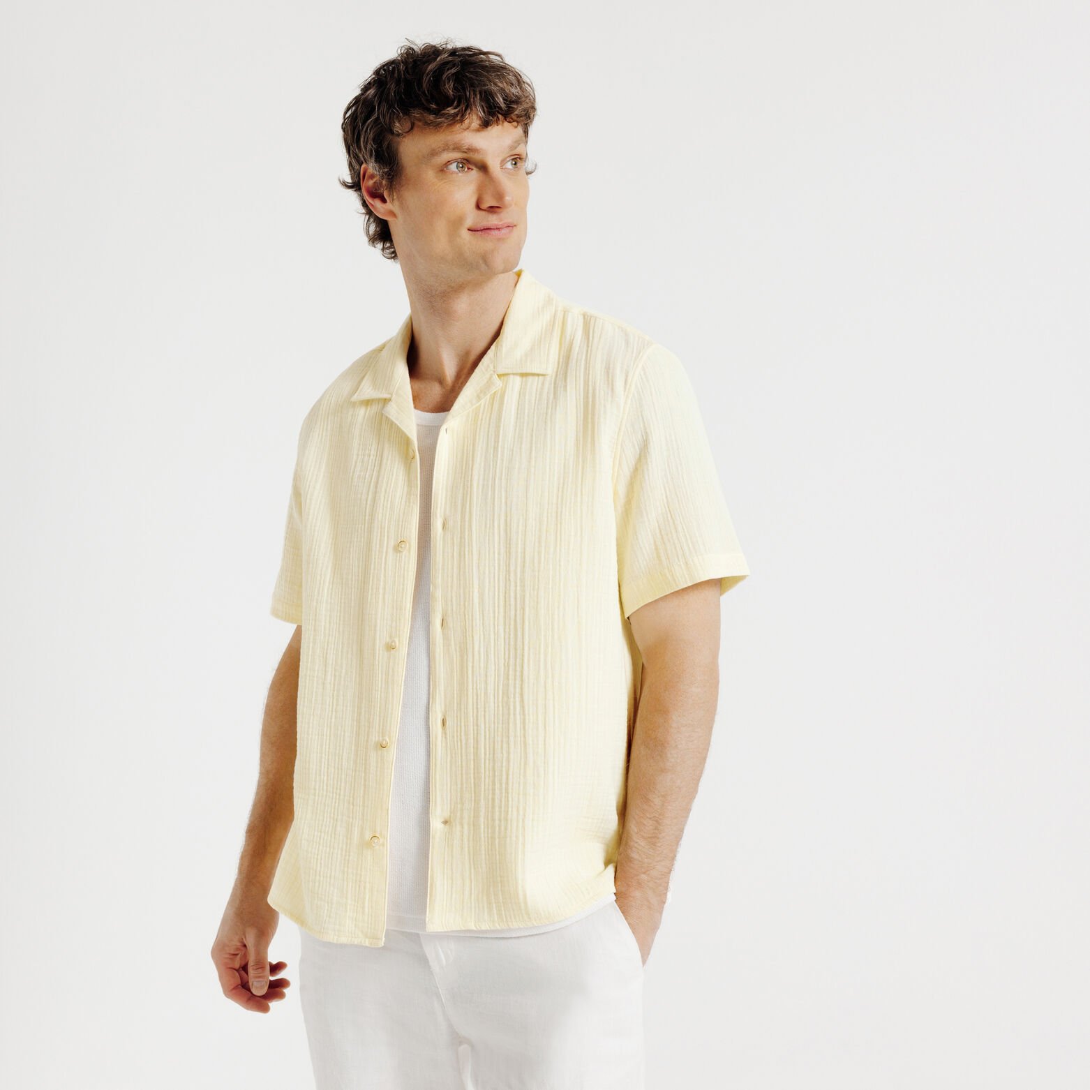 Chemisette en gaze de coton col requin