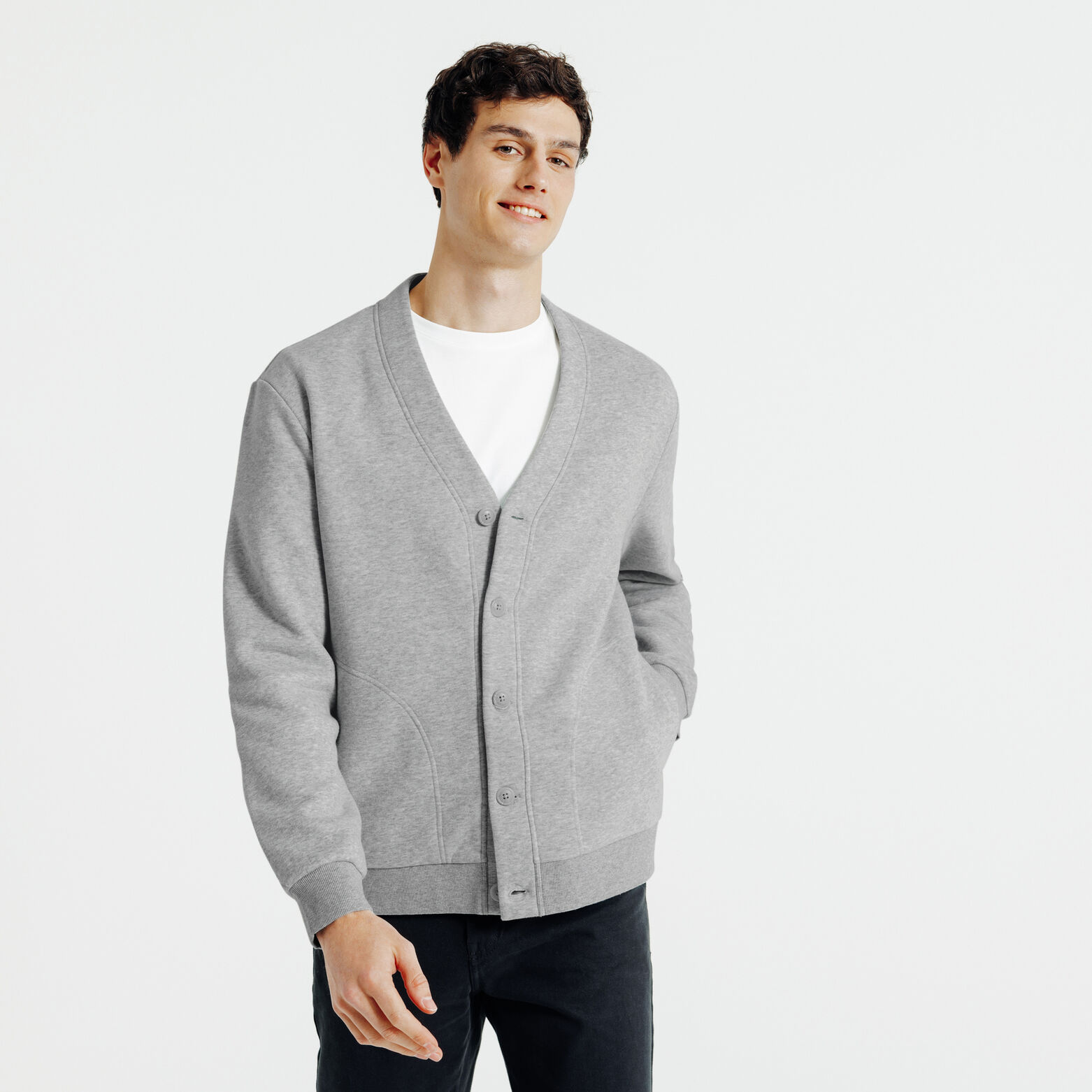 Sweat cardigan &agrave; boutons