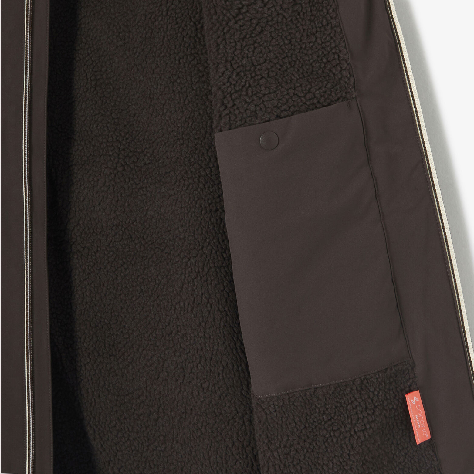 Parka longue à capuche doublée en sherpa