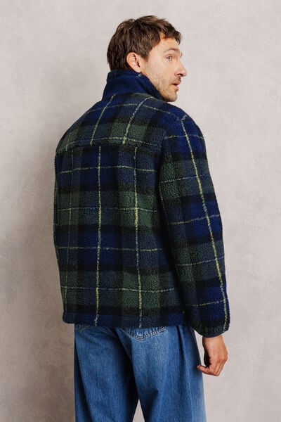 Sweat col montant zipp&eacute; en sherpa imprim&eacute;e