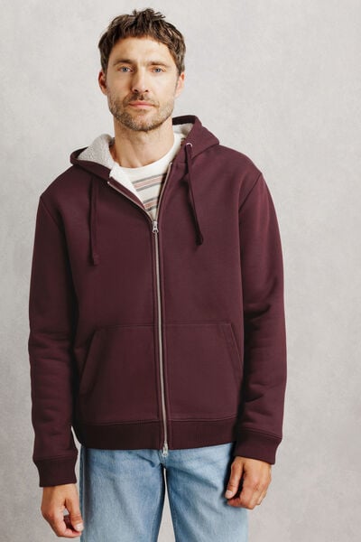Sweat &agrave; capuche zipp&eacute; doubl&eacute; sherpa