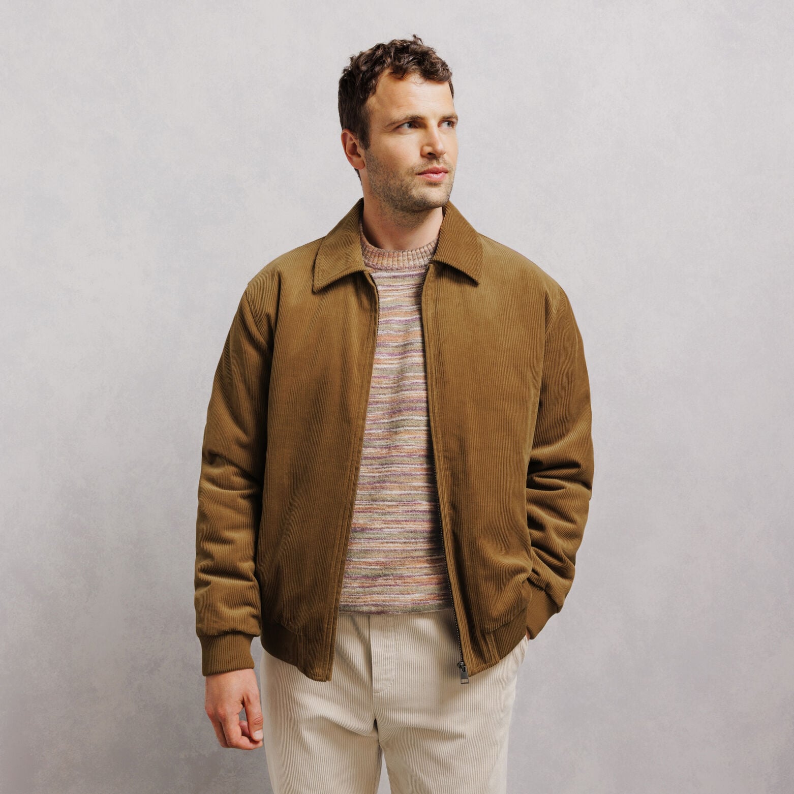 Fluwelen blouson met hemdkraag en rits