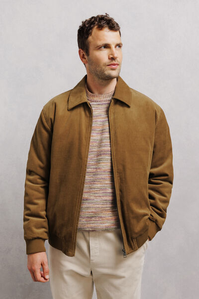 Blouson en velours col chemise zipp&eacute;