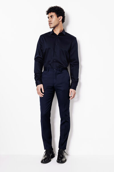 Slim effen strijkvrij hemd in katoen