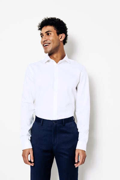 Slim effen strijkvrij hemd in katoen