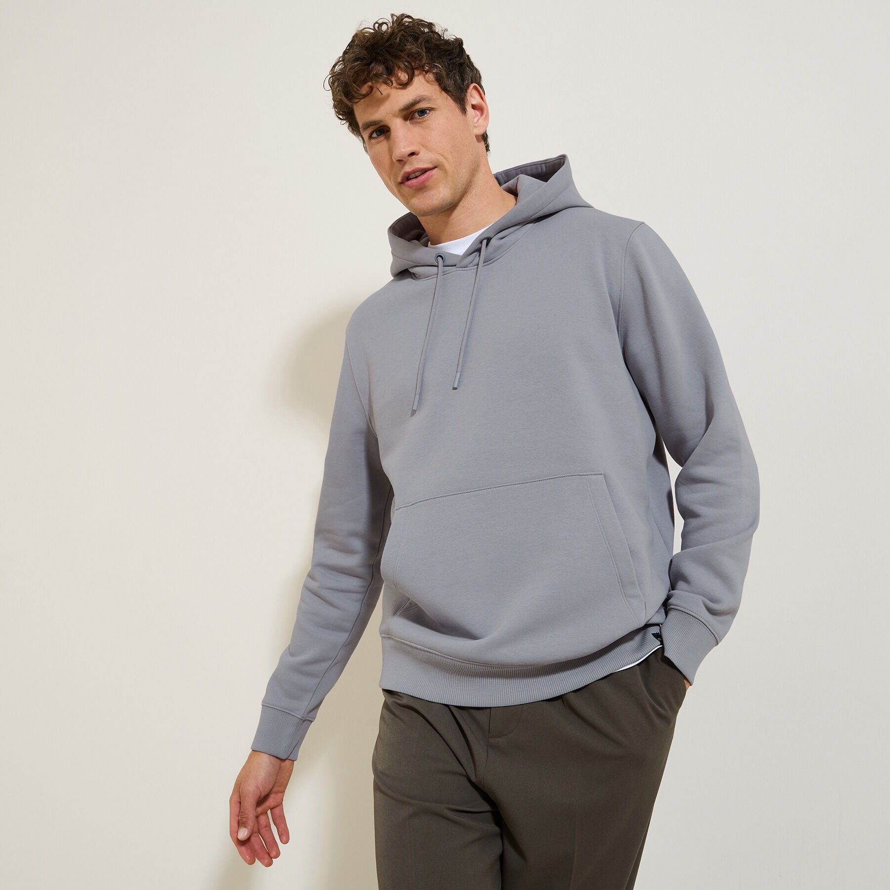 Sweat a capuche uni Gris fonce Jules