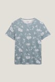Tee shirt imprimé fleur en coton/lin