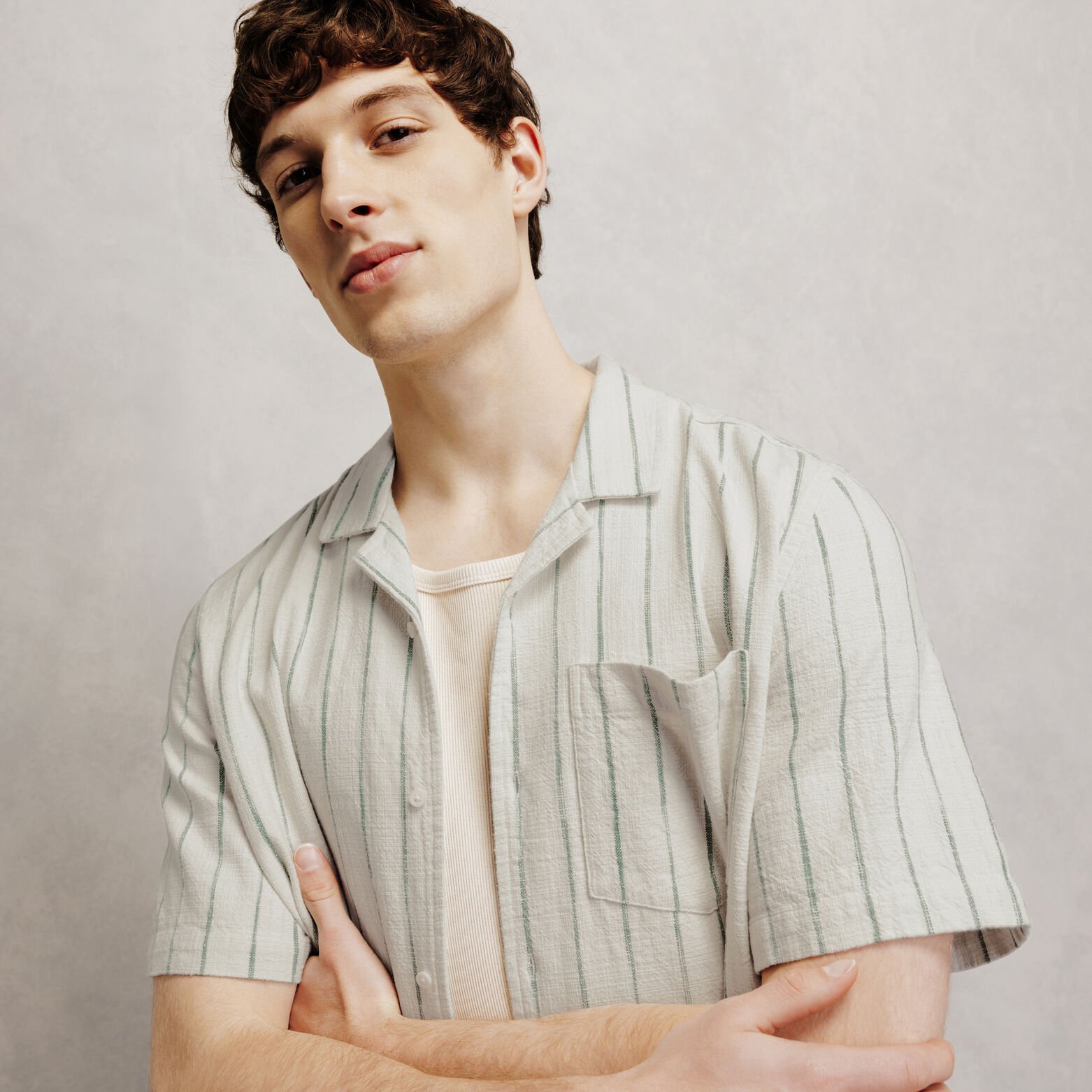 Chemisette en coton ray&eacute;e