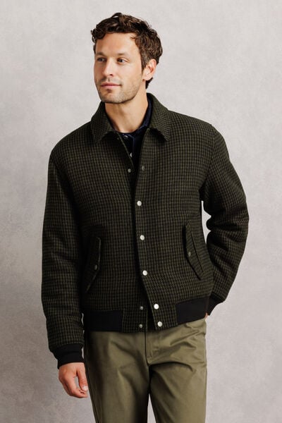 Blouson col chemise pied de puce avec laine