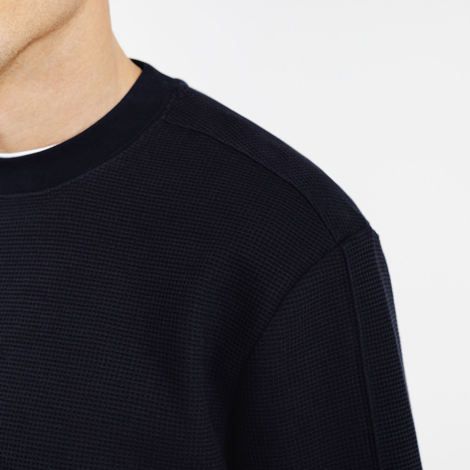 Sweater ronde hals in wafelstructuur