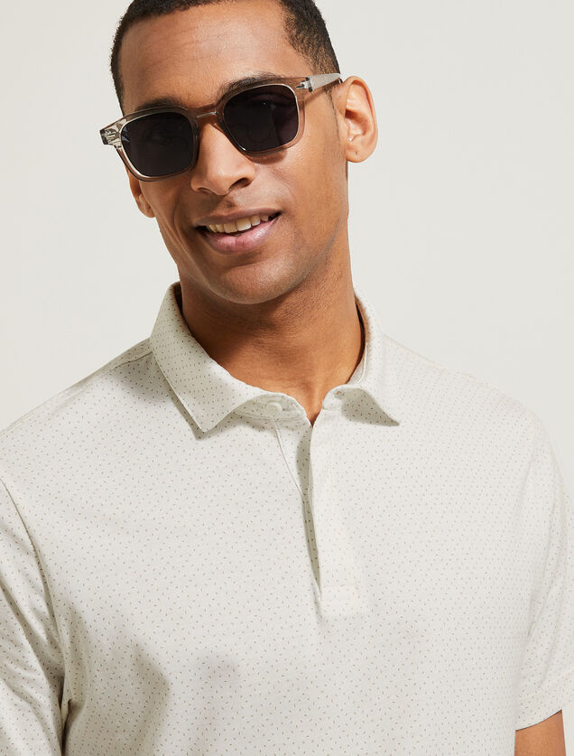 Polo in tricot met korte mouwen, print en Italiaan