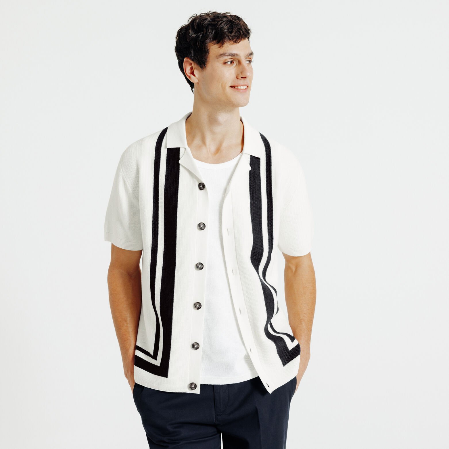 Chemisette en maille col requin ray&eacute;