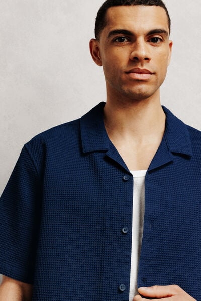 Chemisette gaufr&eacute;e coton unie