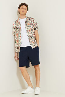 Bermuda met elastische taille in textuurstof