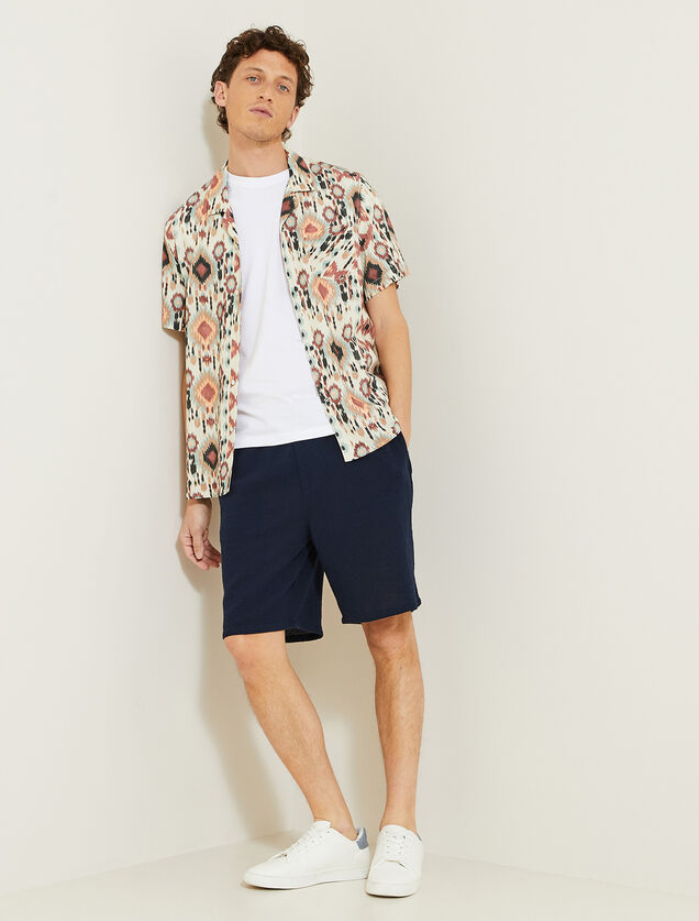 Bermuda met elastische taille in textuurstof