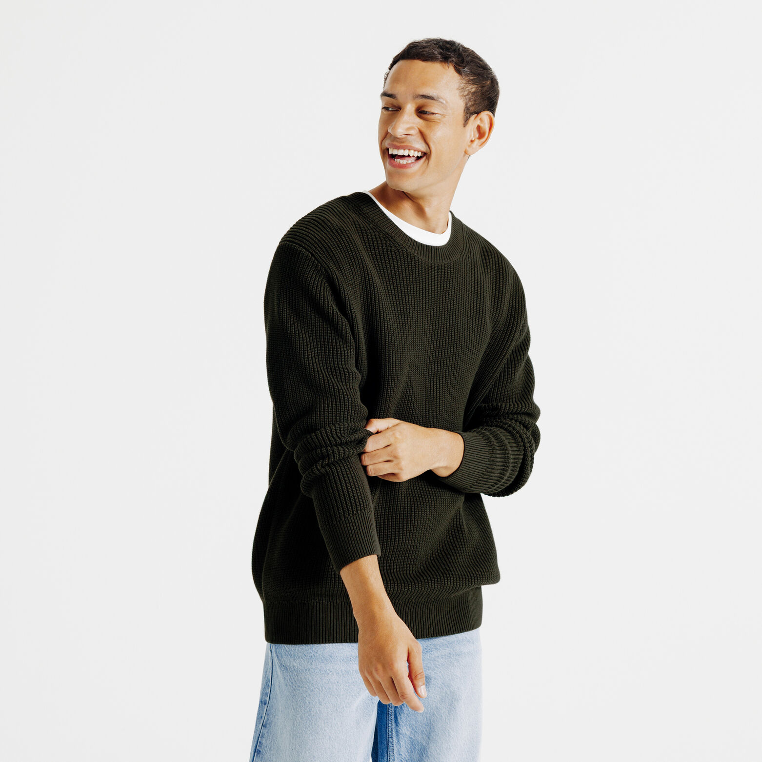 Pull col rond en côte