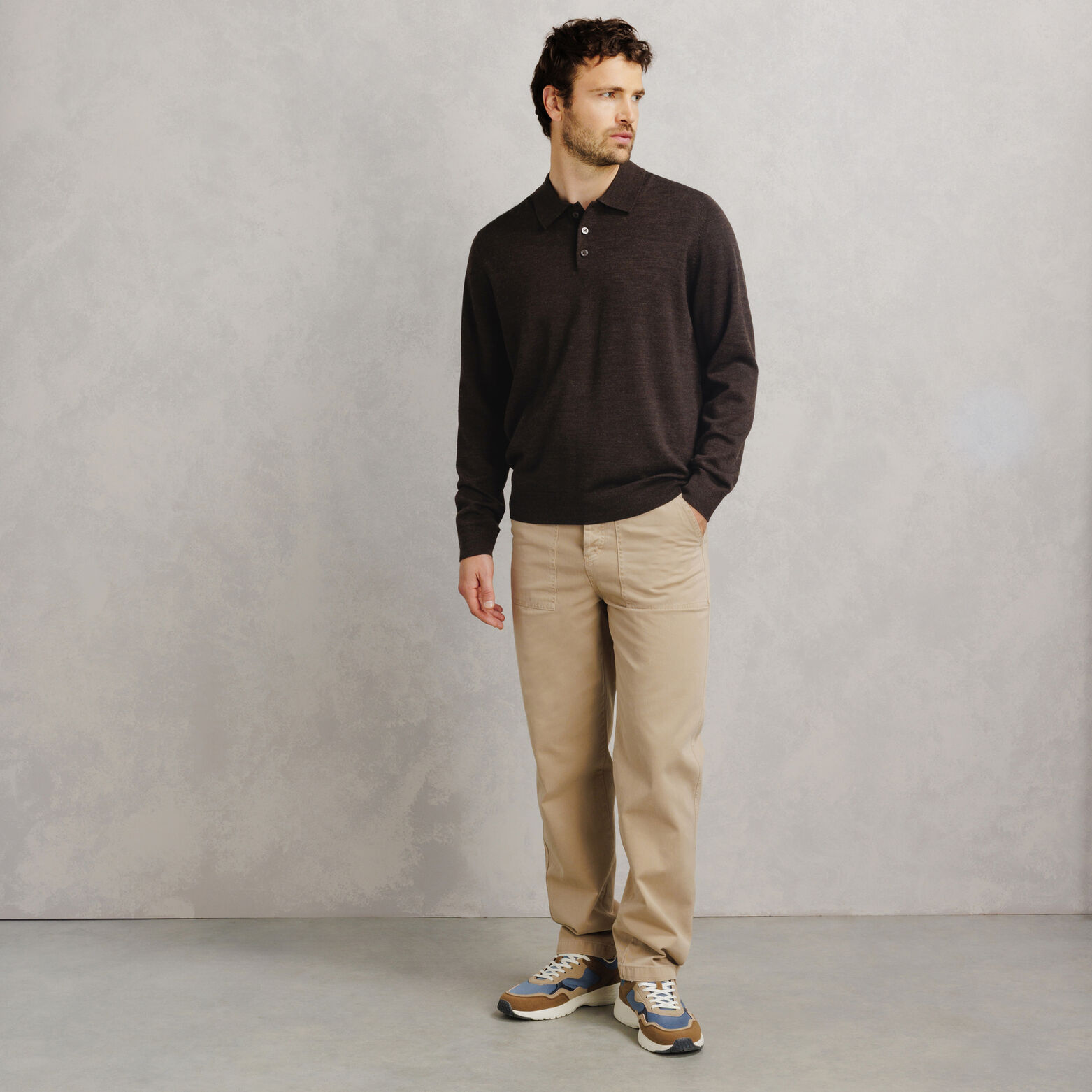 Pull col polo boutonn&eacute; 100% m&eacute;rinos