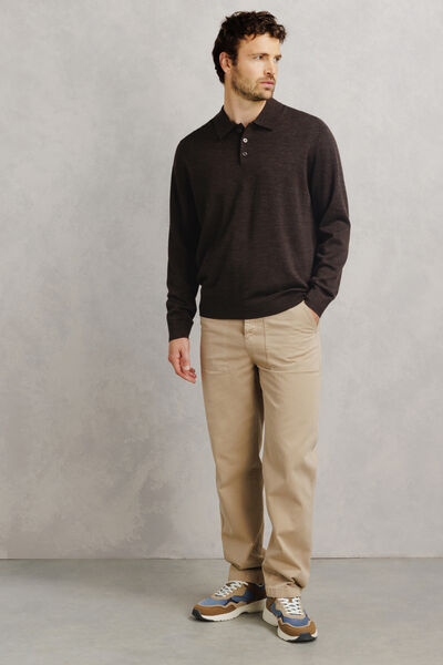 Pull col polo boutonn&eacute; 100% m&eacute;rinos