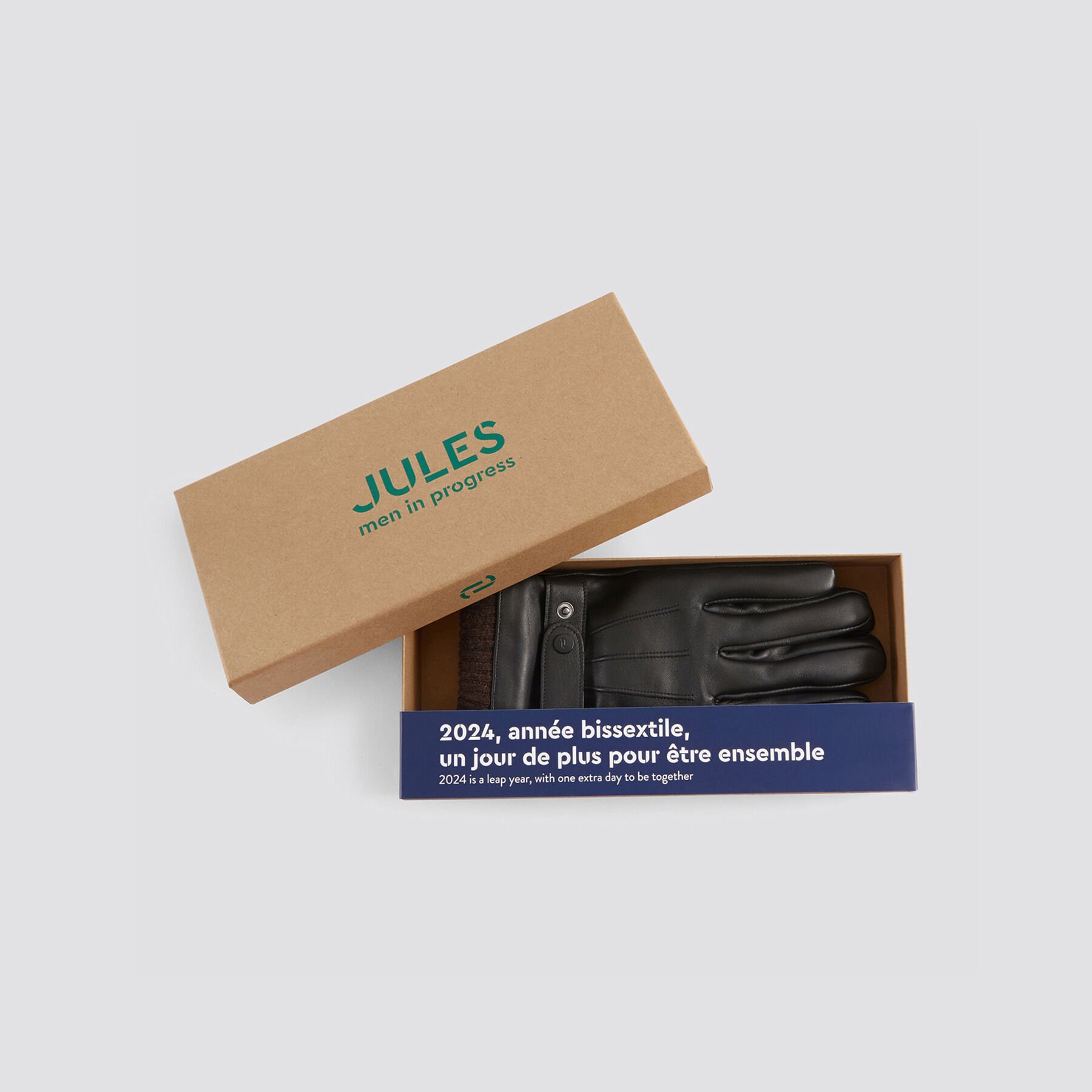 Coffret gants en cuir Noir Jules