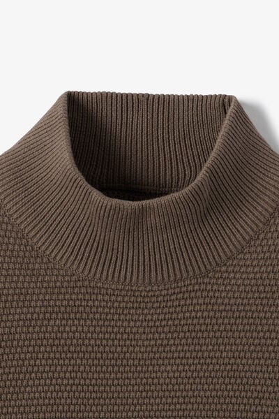 Pull col montant grosse jauge en point de riz
