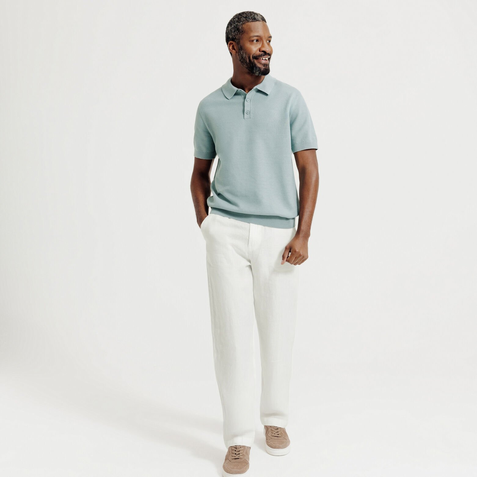 Pantalon chino loose 100% lin