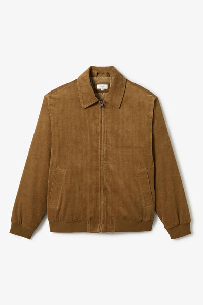 Blouson en velours col chemise zipp&eacute;