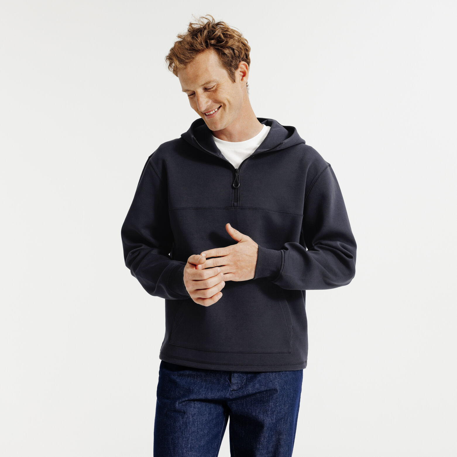 Sweat à capuche zippé cordons