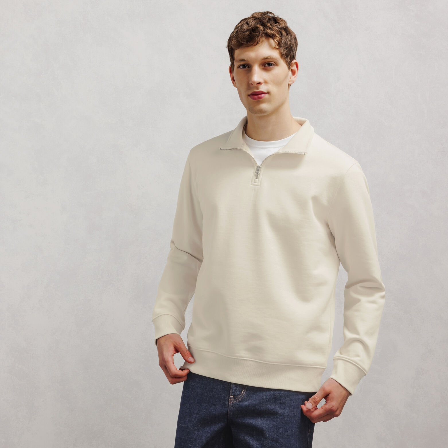 Ensemble sweat col montant et jogging - Ecru