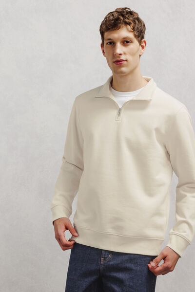 Effen sweater met ritskraag