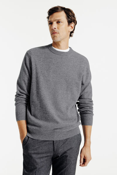 Pull col rond mérinos cachemire
